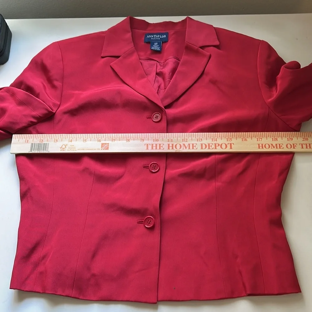 SILK ANN TAYLOR Red Blazer - Picture 6 of 7
